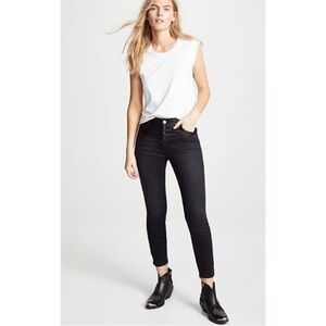Current/Elliott The Fused Black High Waist Stiletto Skinny Ankle Jeans